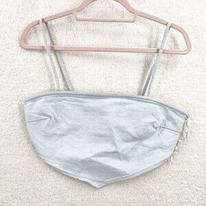 Zara Light wash Denim Triangle Bandana Top Size M NWT